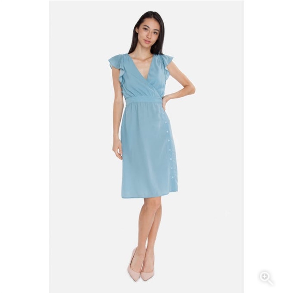 NEW • Tucker NYC • Wrap Button Up Dress Blue Silk